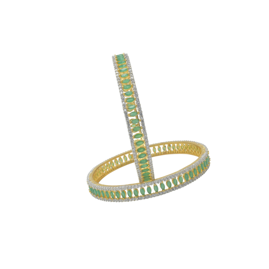 92.5 STERLING SILVER | WOMEN GIFT ITEM| GREEN STONE BANGLES | NEW KAUSALYA SILVER